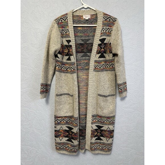 Kamana Size Small Southwestern Long Cardigan Sweater H23 - Picture 1 of 8